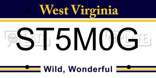 ST5M0G West Virginia License Plate