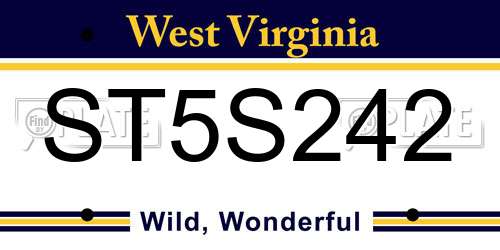 ST5S242 West Virginia License Plate