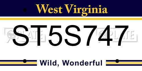 ST5S747 West Virginia License Plate