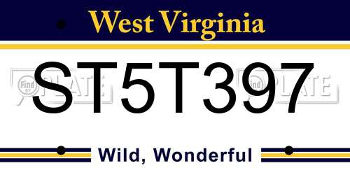 ST5T397 West Virginia License Plate