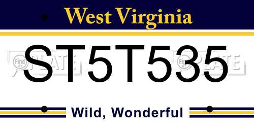 ST5T535 West Virginia License Plate