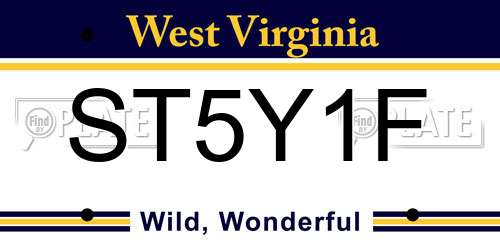 ST5Y1F West Virginia License Plate