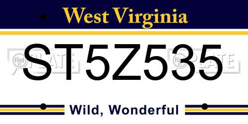 ST5Z535 West Virginia License Plate