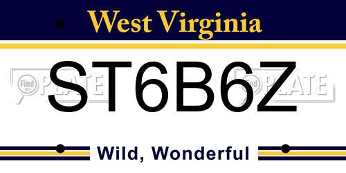 ST6B6Z West Virginia License Plate