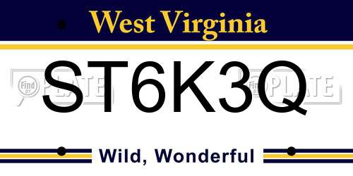ST6K3Q West Virginia License Plate