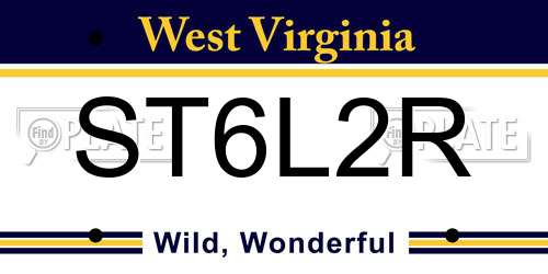 ST6L2R West Virginia License Plate