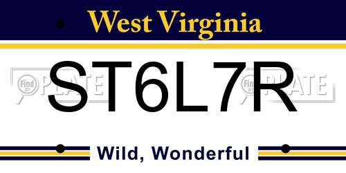 ST6L7R West Virginia License Plate
