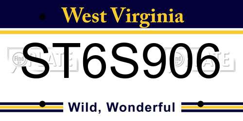 ST6S906 West Virginia License Plate