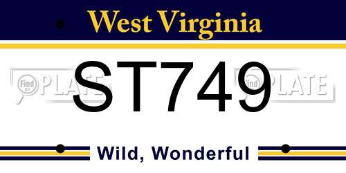 ST749 West Virginia License Plate