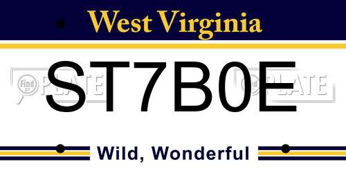 ST7B0E West Virginia License Plate