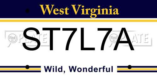 ST7L7A West Virginia License Plate