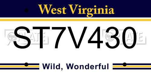 ST7V430 West Virginia License Plate