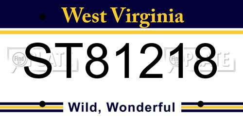 ST81218 West Virginia License Plate