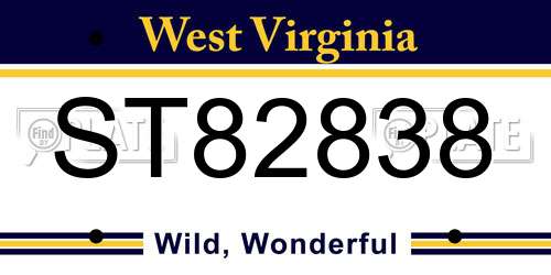 ST82838 West Virginia License Plate