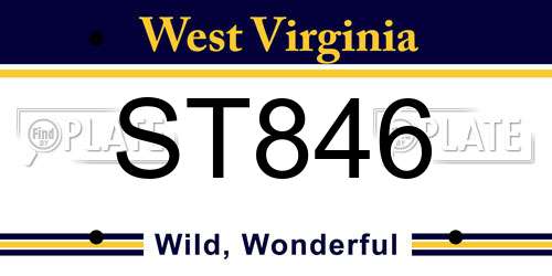 ST846 West Virginia License Plate