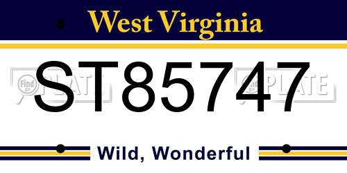 ST85747 West Virginia License Plate
