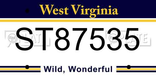 ST87535 West Virginia License Plate