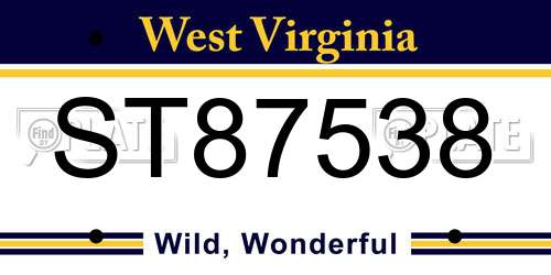 ST87538 West Virginia License Plate