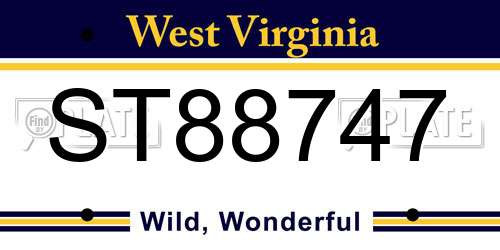 ST88747 West Virginia License Plate