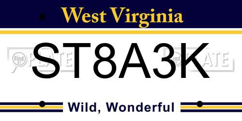 ST8A3K West Virginia License Plate