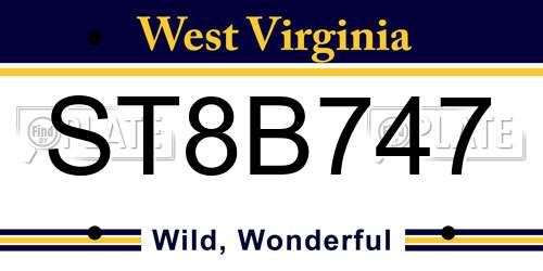 ST8B747 West Virginia License Plate