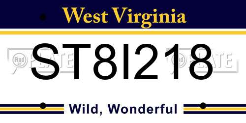 ST8I218 West Virginia License Plate