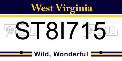 ST8I715 West Virginia License Plate