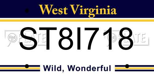 ST8I718 West Virginia License Plate