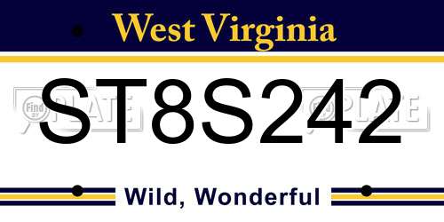 ST8S242 West Virginia License Plate
