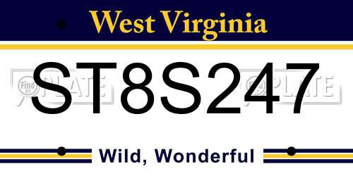 ST8S247 West Virginia License Plate