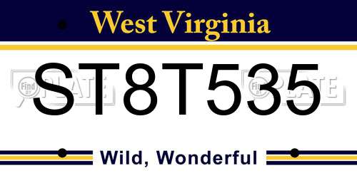 ST8T535 West Virginia License Plate