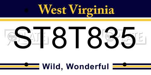 ST8T835 West Virginia License Plate