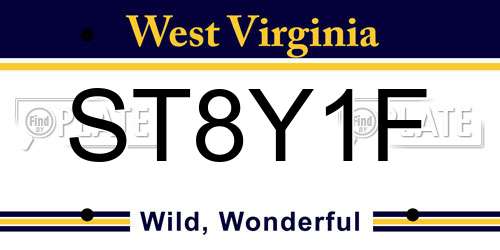 ST8Y1F West Virginia License Plate