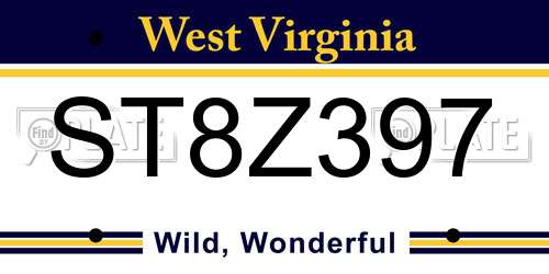 ST8Z397 West Virginia License Plate