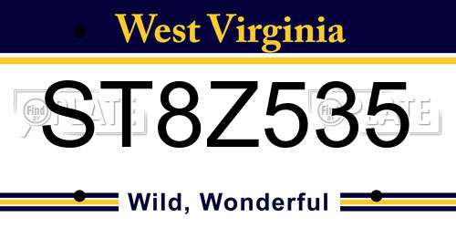 ST8Z535 West Virginia License Plate