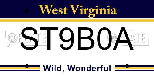 ST9B0A West Virginia License Plate