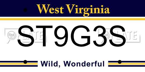 ST9G3S West Virginia License Plate