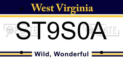 ST9S0A West Virginia License Plate