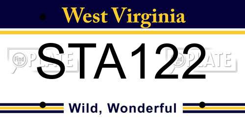 STA122 West Virginia License Plate