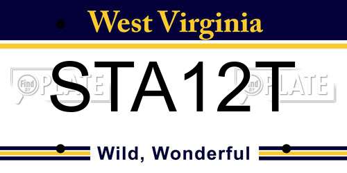 STA12T West Virginia License Plate