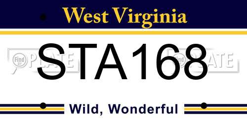 STA168 West Virginia License Plate