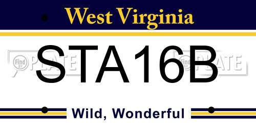 STA16B West Virginia License Plate