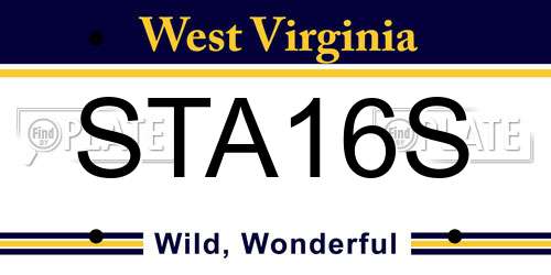 STA16S West Virginia License Plate