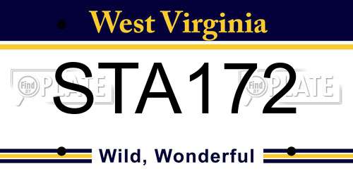 STA172 West Virginia License Plate
