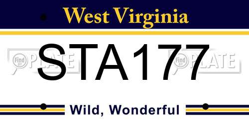 STA177 West Virginia License Plate