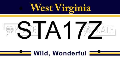 STA17Z West Virginia License Plate
