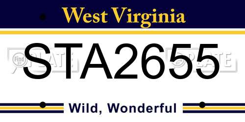 STA2655 West Virginia License Plate