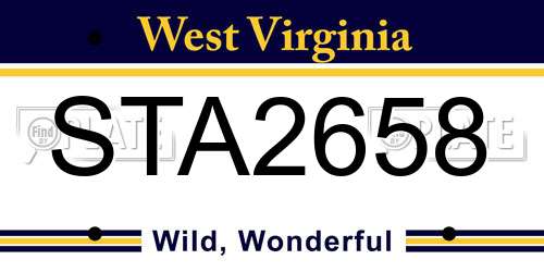 STA2658 West Virginia License Plate