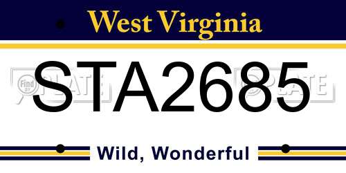 STA2685 West Virginia License Plate