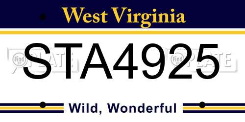 STA4925 West Virginia License Plate